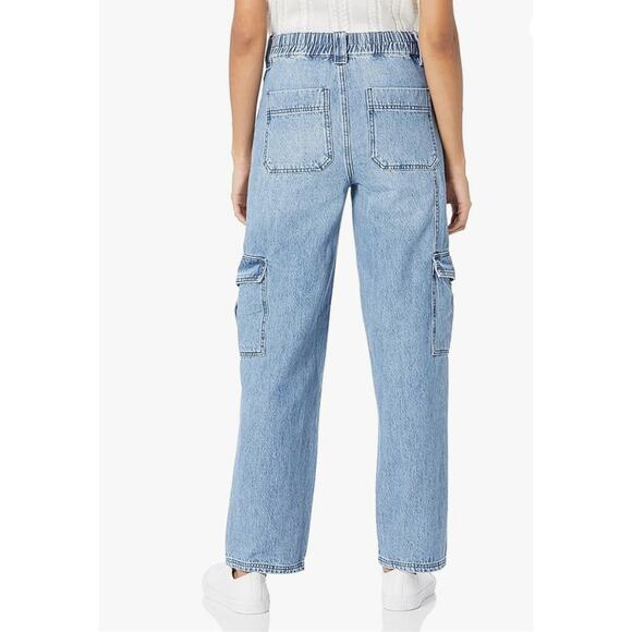 BLANKNYC Cargo Demin Wide Leg Pants Jean Denim Sz Large Elastic Wait $118 NWT - Picture 5 of 6